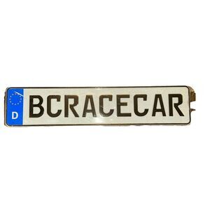 European German License Plate BC Race Car 20.5” X 4.5”